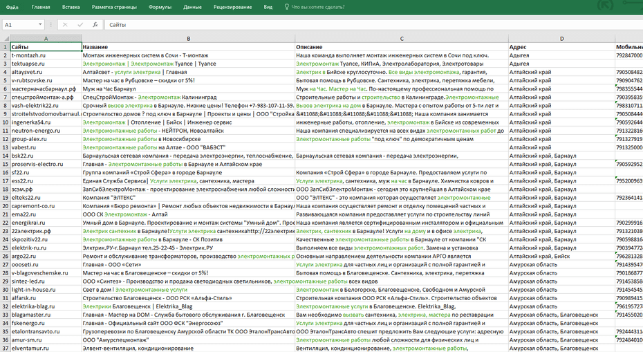 База электромонтажных компаний России. Скачать базу